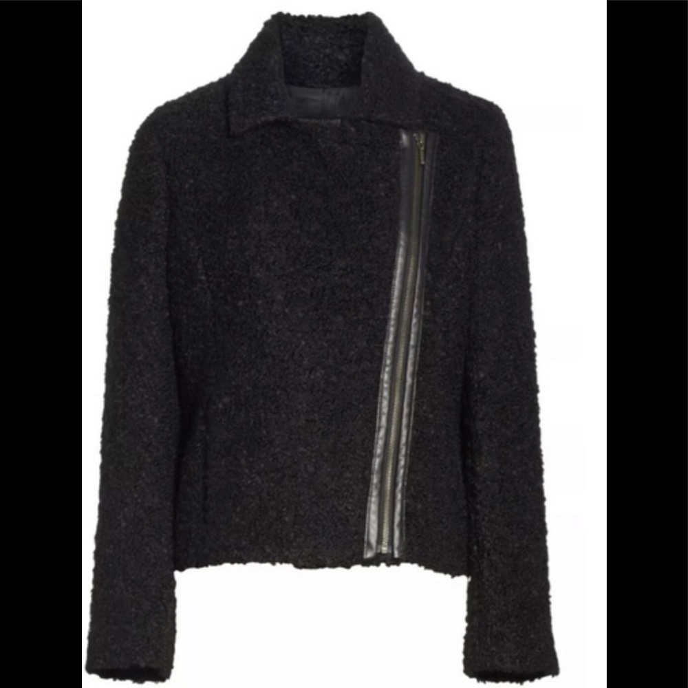 Eileen Fisher Curly Alpaca Asymmetrical Moto Jacket